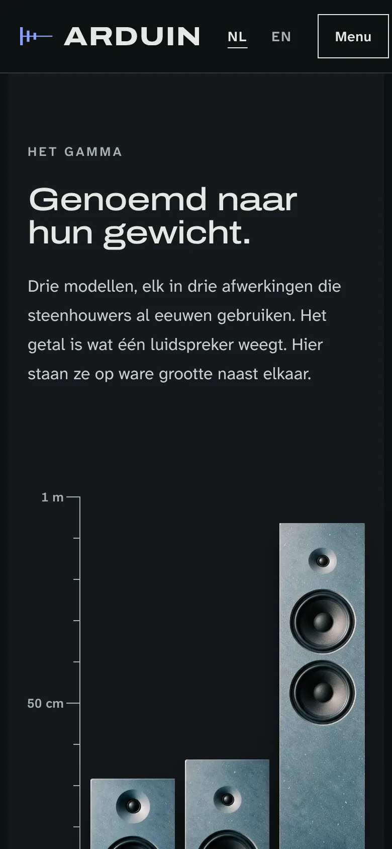 Het gamma op een gsm: de modellen naast elkaar, op schaal.