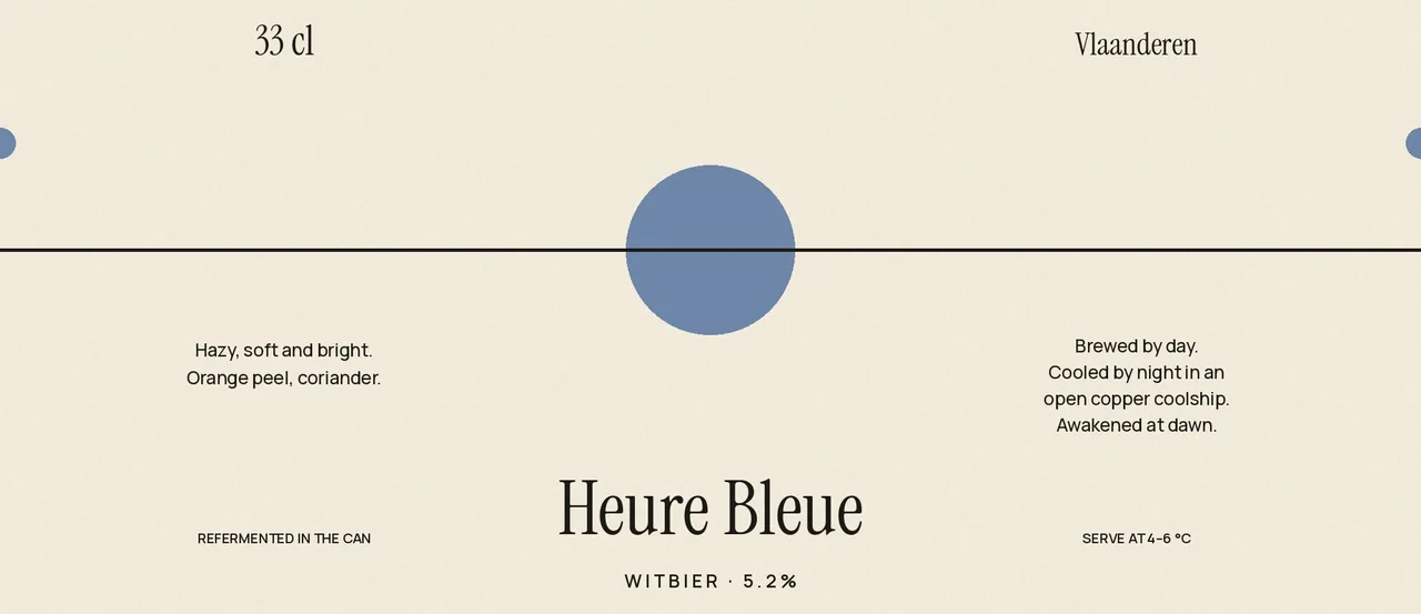 Het etiket van Heure Bleue: een blauwe zon, half boven de horizon.